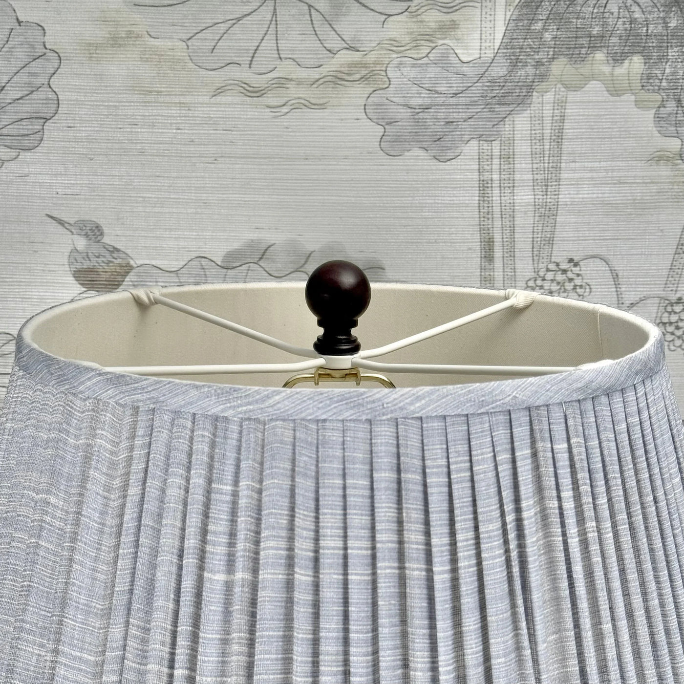 Mahogany Finish Wood Ball on Pedestal Finial Close Up