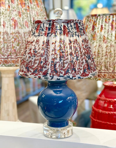 Ian Sanderson Red and Blue Bordeaux Mallow Border Lampshade