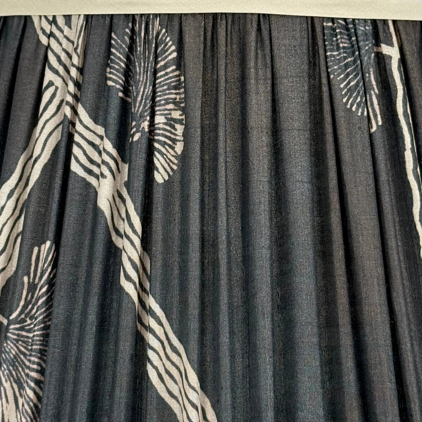 Navy & Beige Sari Lampshade with Champagne Silk Trim Close Up