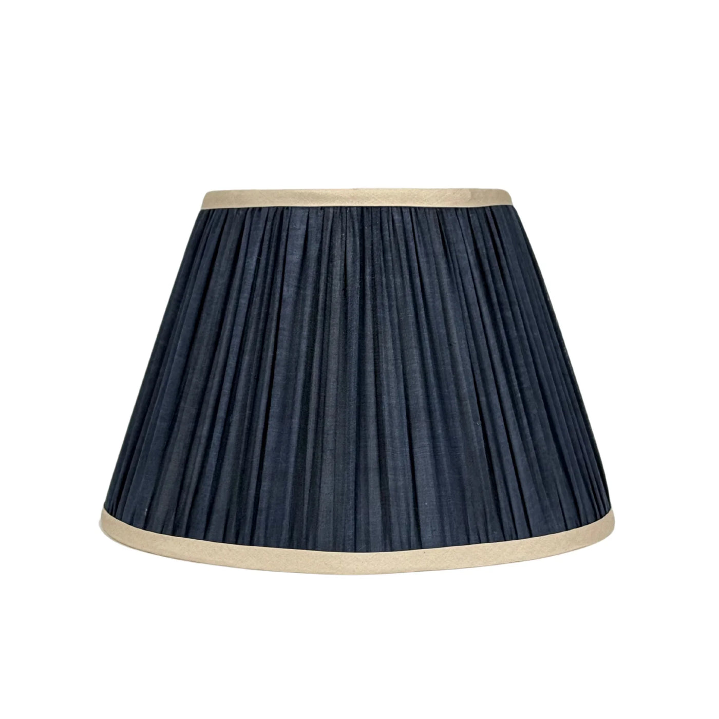 Navy Sari Lampshade with Champagne Silk Trim