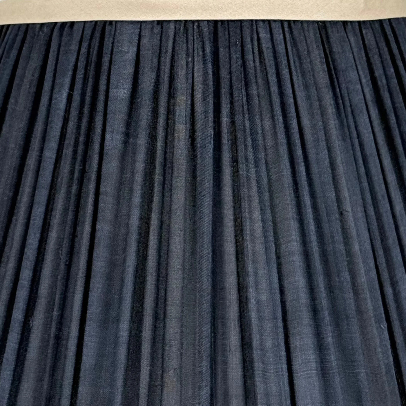 Navy Sari Lampshade with Champagne Silk Trim Close Up 