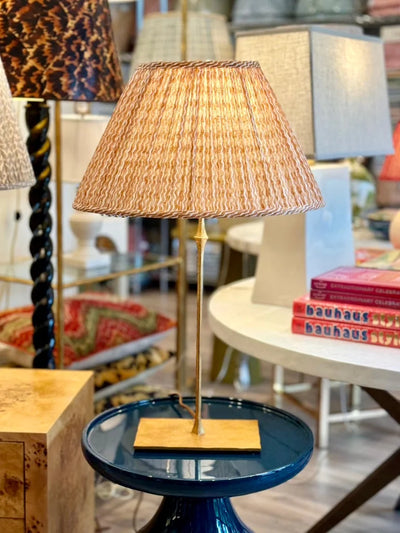 Fermoie Orange Popple Lampshade on a Brass Lamp