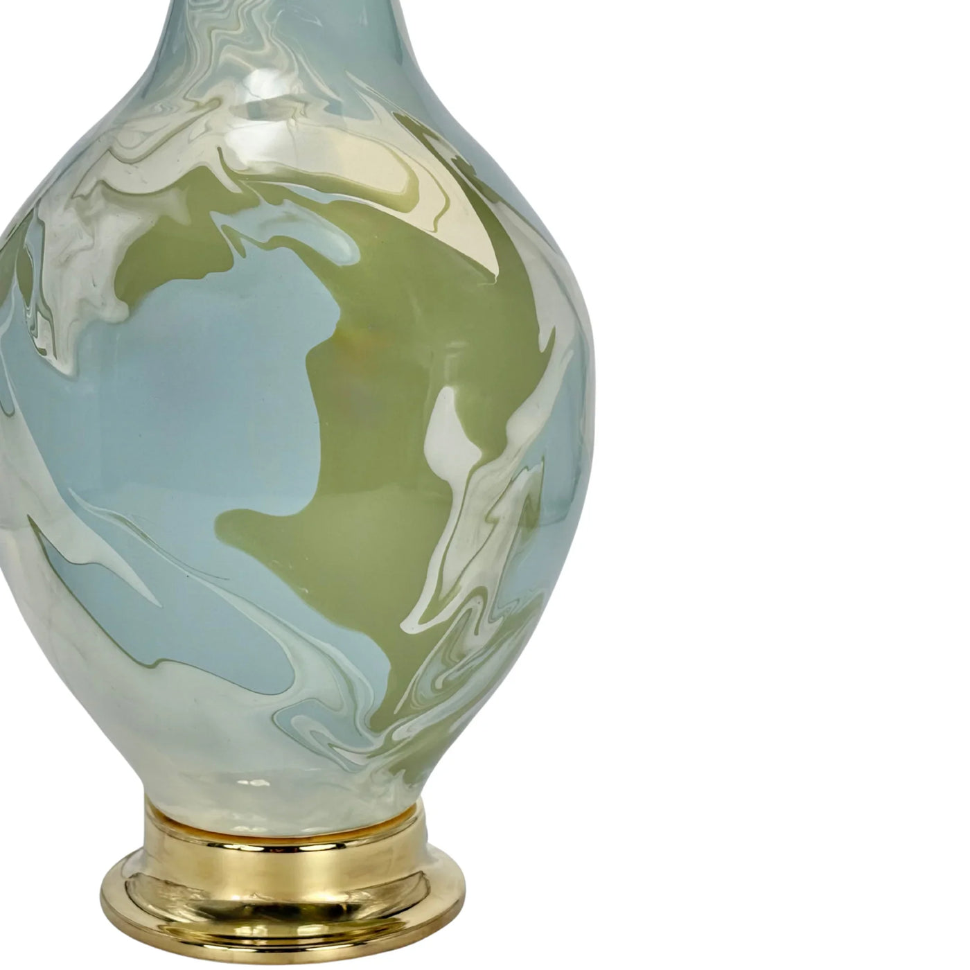 Paul Schneider Athens Lamp in Glossy Nile Green, Ivory & Fern Green Geode up close