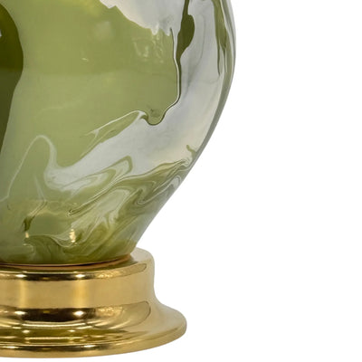 Paul Schneider Maypearl Lamp in Green & Ivory Geode
