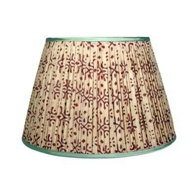 Penny Morrison Plum on Cream Silk Lampshade with Mint Trim