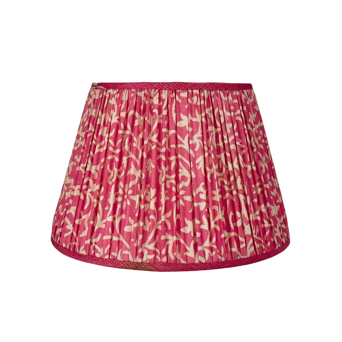 Pink & Beige Sari Lampshade with Self Trim