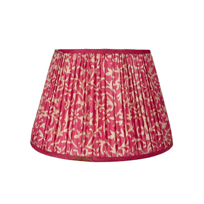 Pink & Beige Sari Lampshade with Self Trim