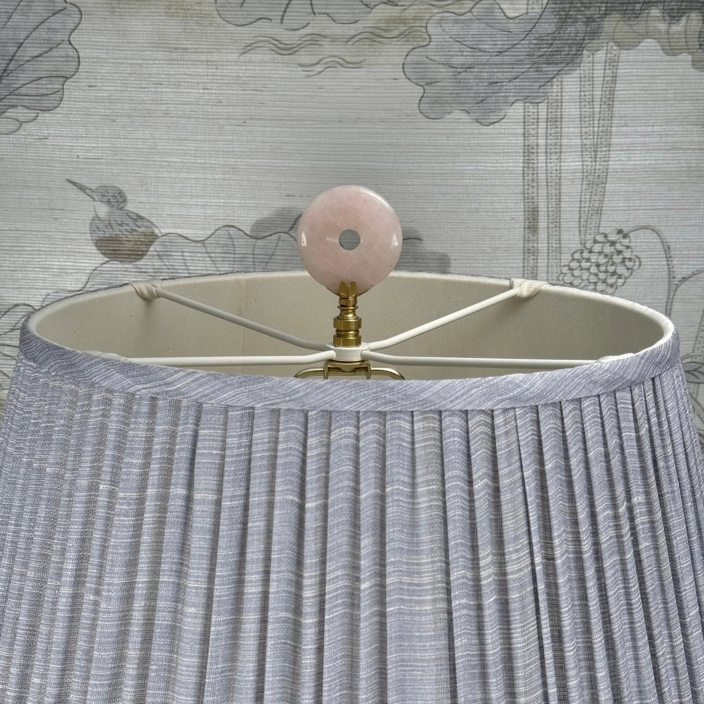 Pink Jade Coin Finial Close Up