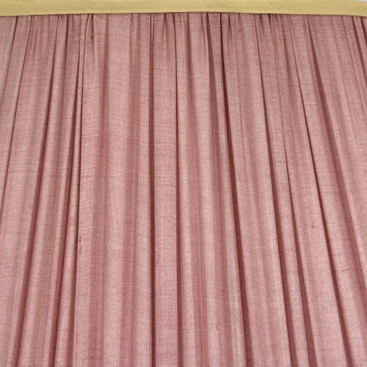 Close up of Pink Sari Lampshade with Gold Silk Trim