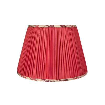 Pleated pink silk lamp shade with printed kissing fish trim