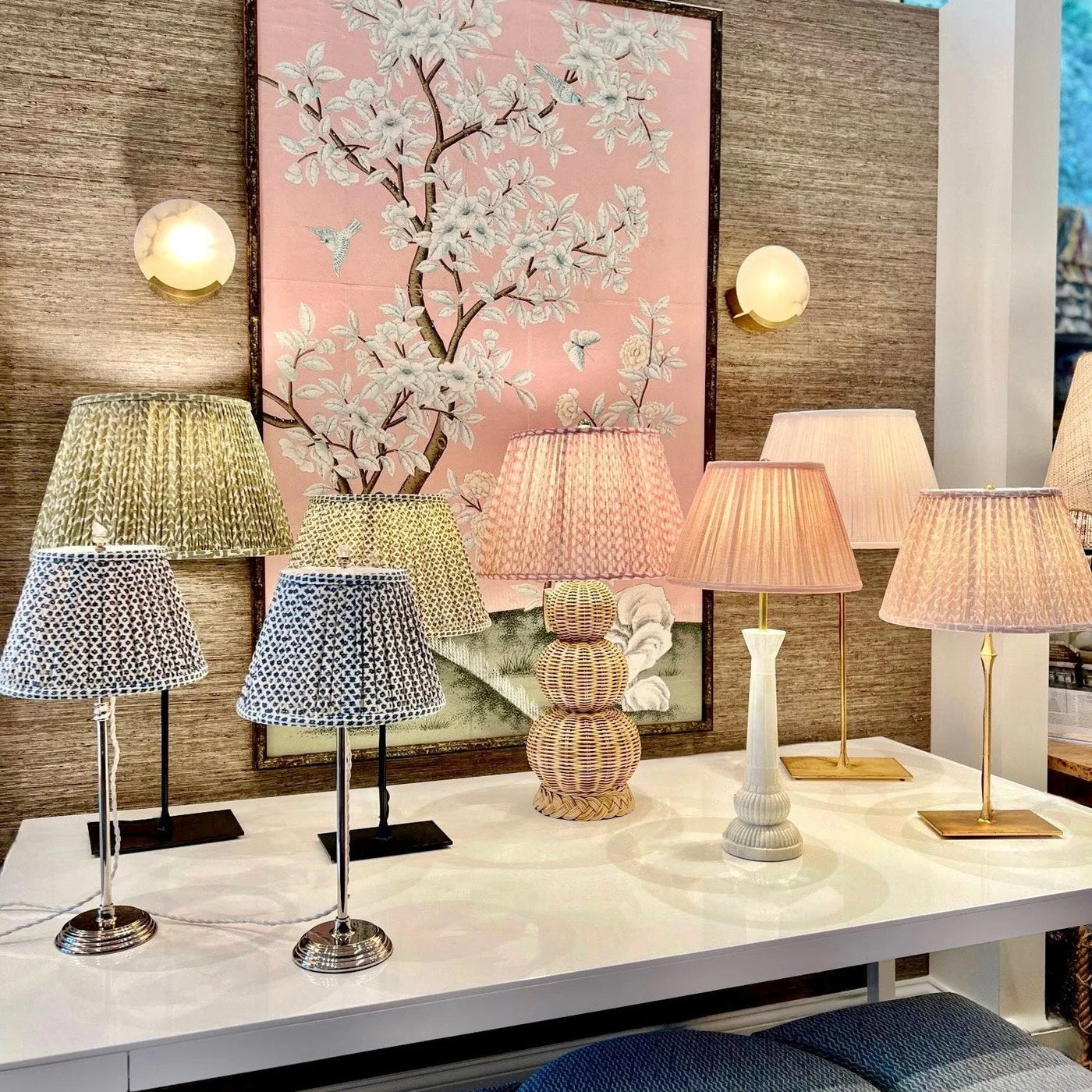 Lamps with Fermoie Lampshades