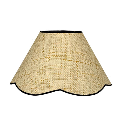 Raffia Scalloped Flare Lampshade with Navy Trim