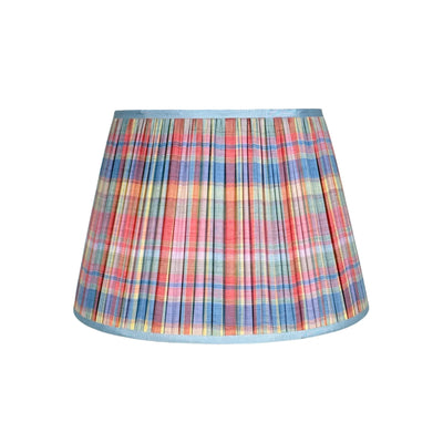 hero 18 in Red, Blue, Yellow & Green Plaid Lampshade with Grosgrain Trim