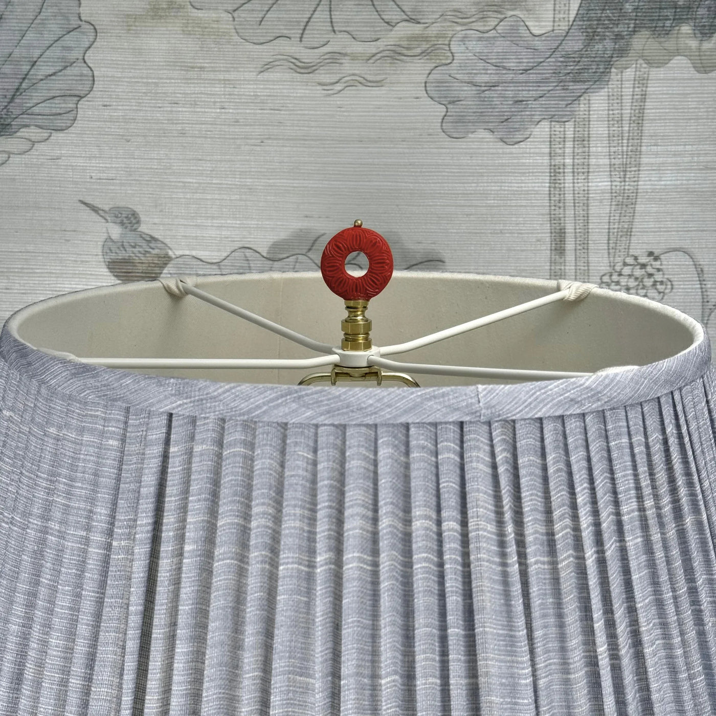 Red Cinnabar Ring Finial Close up