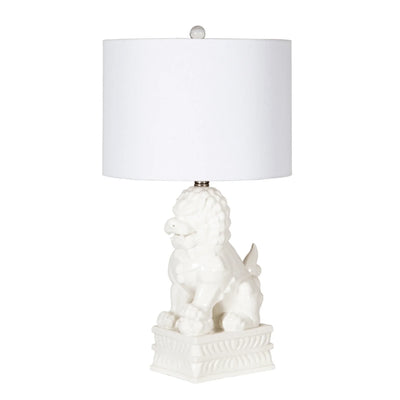 Porcelain White Foo Dog Table Lamp