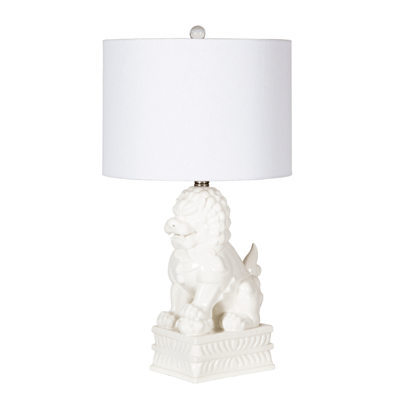 Porcelain White Foo Dog Table Lamp