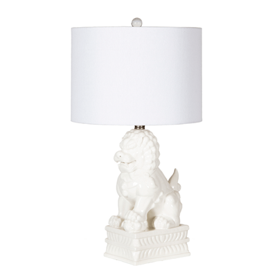 Porcelain White Foo Dog Table Lamp