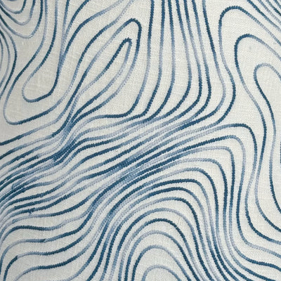 Fabricut - River Quest Blue Embroidered White Lampshade