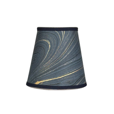 Sapphire marbled paper lamp shade with swirling gold pattern for Poldina Pro and Pro Mini