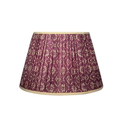 Maroon & Gold Sari Lampshade with Champagne Silk Trim