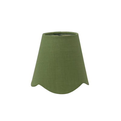 Scalloped Linen Chandelier Shade - Green