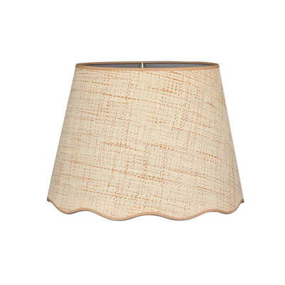 Scalloped Raffia Lampshade with Beige Trim