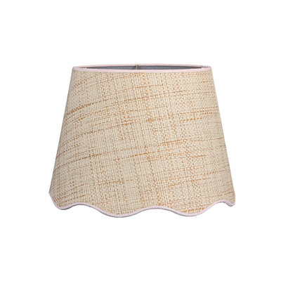 Scalloped Raffia Lampshade with Light Pink Trim