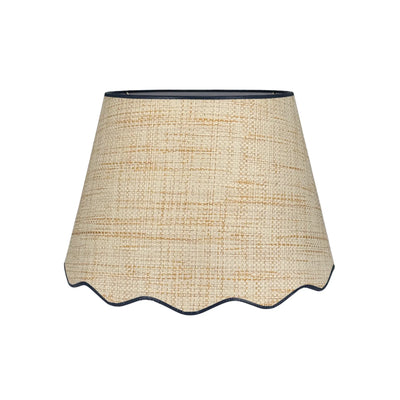 Scalloped Raffia Lampshade with Navy Trim hero