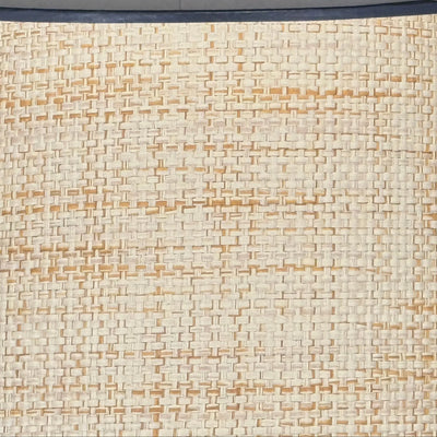 Scalloped Raffia Lampshade with Navy Trim up close