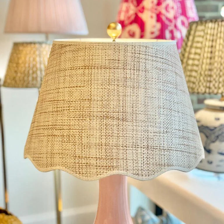 Scalloped raffia lampshade