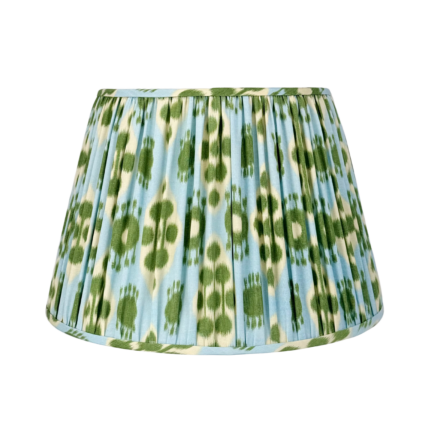 Schumacher - Hamilton Ikat in Light Blue & Leaf Green Fabric Lampshade
