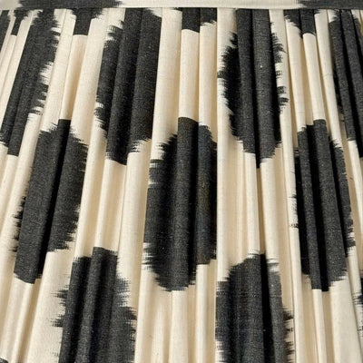 Scott Ikat Lampshade Black and white polka dots Up Close of fabric