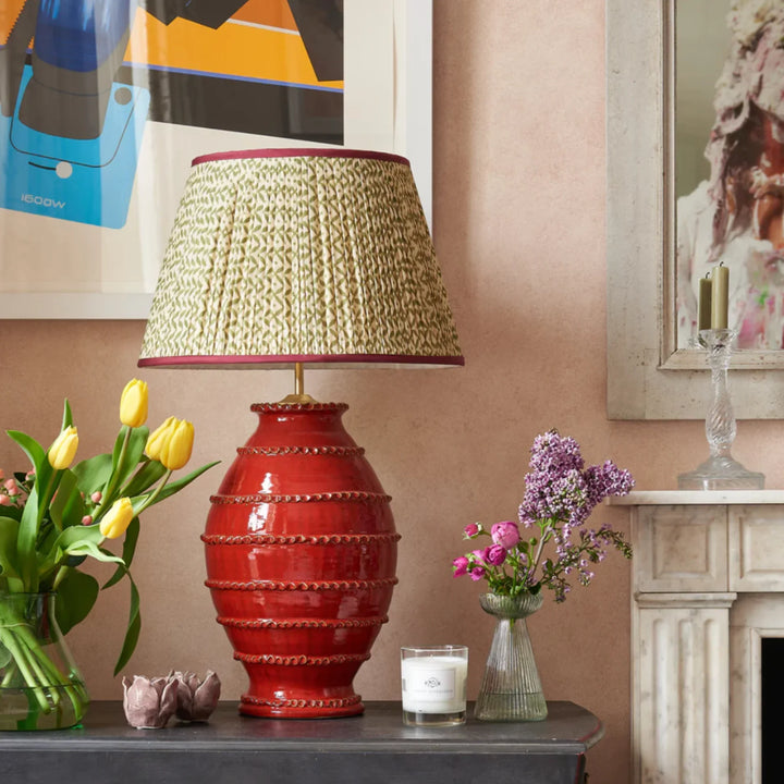赤絵陶器ランプ 高さ約30cm Penny Morrison Red Wiggle Ribbed Urn Ceramic Table Lamp
