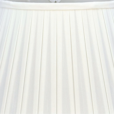 Silk English Box Pleat Lampshade - Off White up close