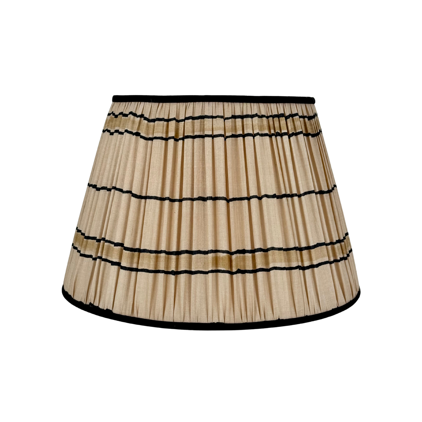 Taupe, Black & Gold Sari Lampshade with Black Silk Trim