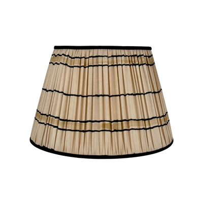 Taupe, Black & Gold Sari Lampshade with Black Silk Trim