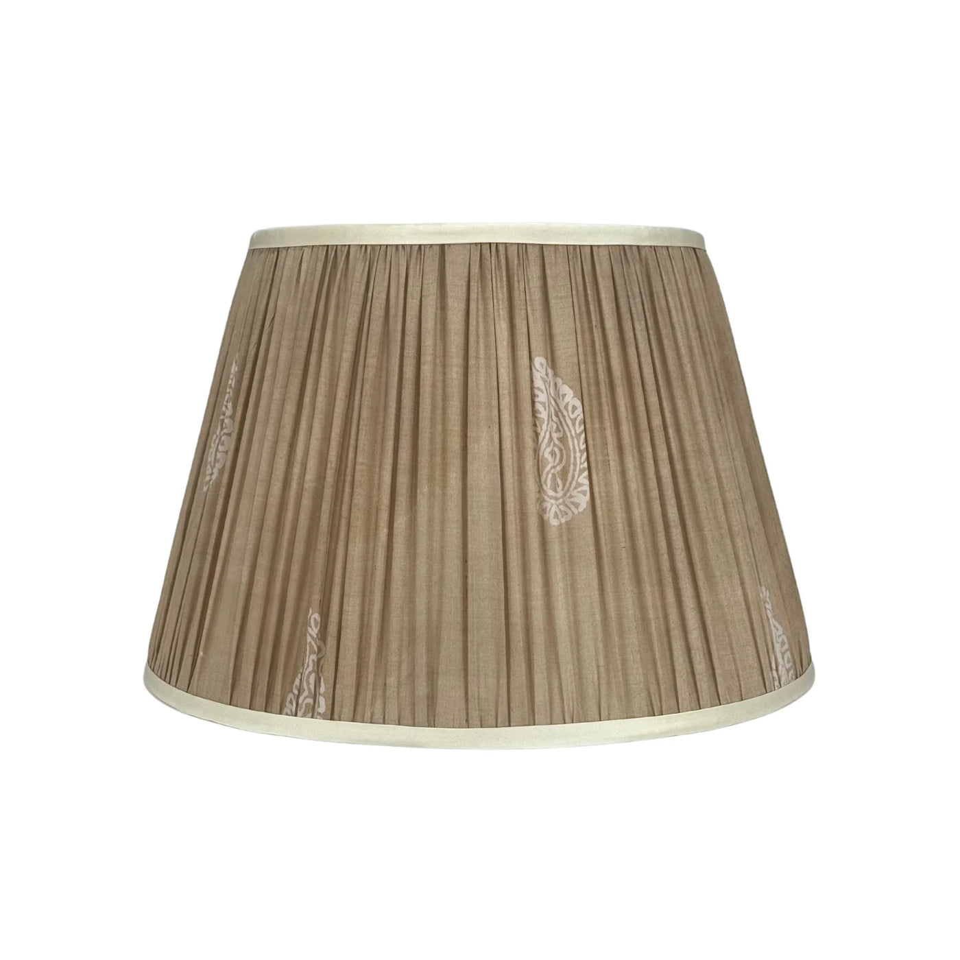 Taupe & Cream Sari Lampshade with Cream Silk Trim