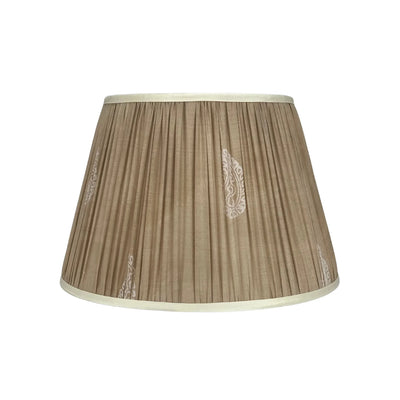 Taupe & Cream Sari Lampshade with Cream Silk Trim