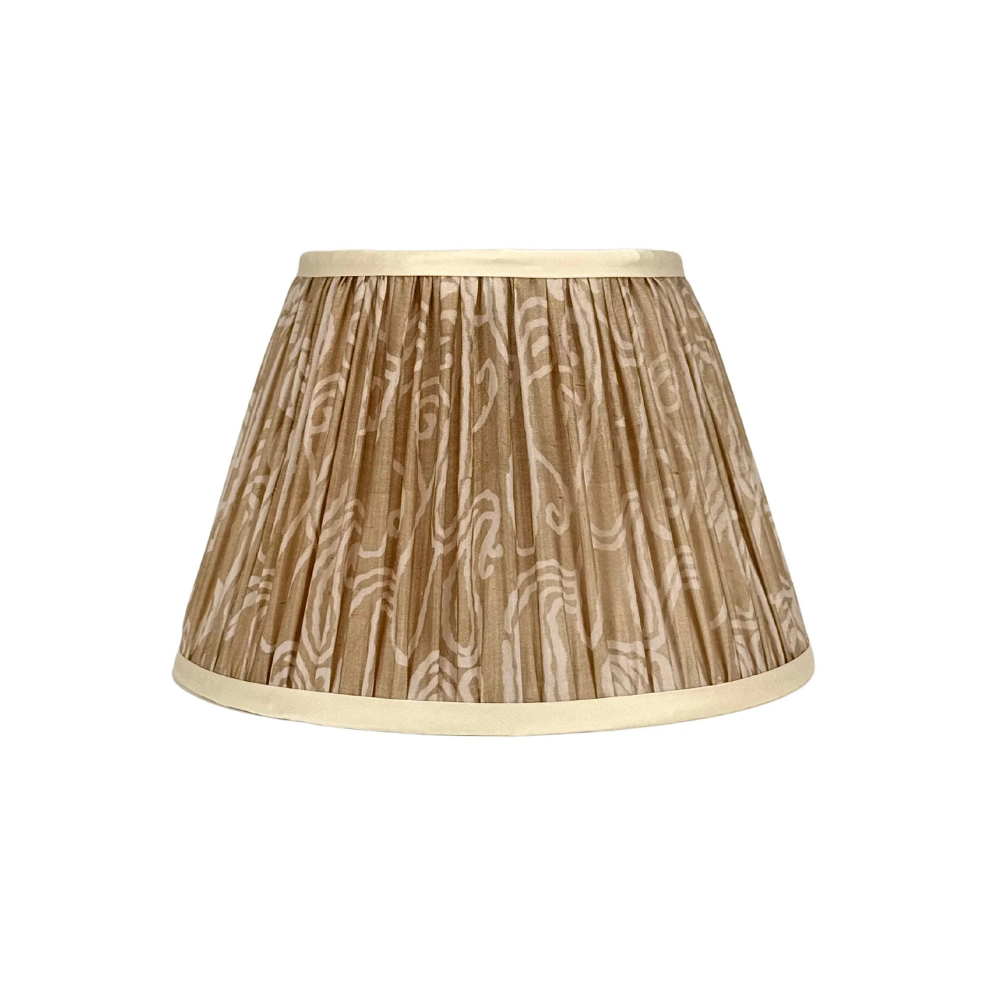 Taupe & Cream Sari Lampshade with Cream Silk Trim