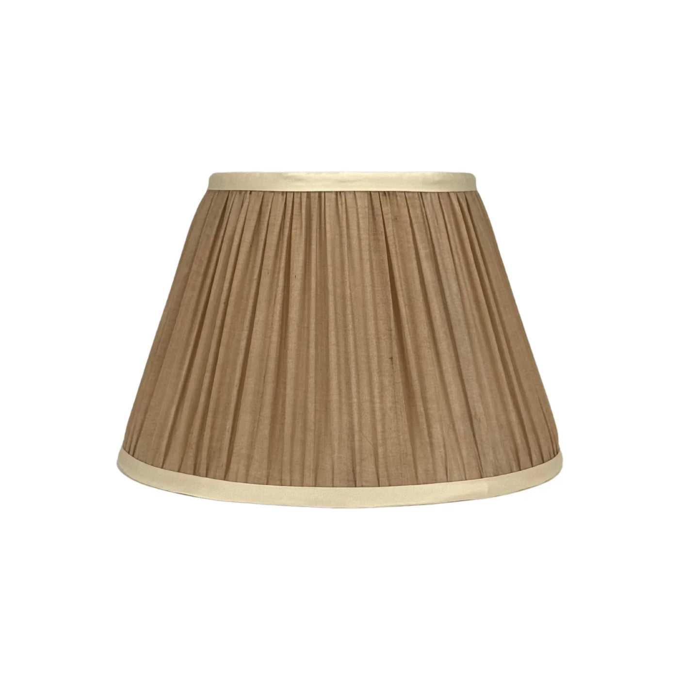 Taupe & Cream Sari Lampshade with Cream Silk Trim