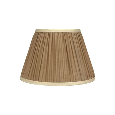 Taupe & Cream Sari Lampshade with Cream Silk Trim