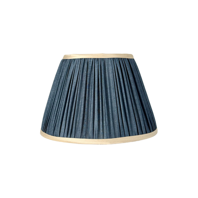 Teal & Taupe Sari Lampshade with Champagne Silk Trim