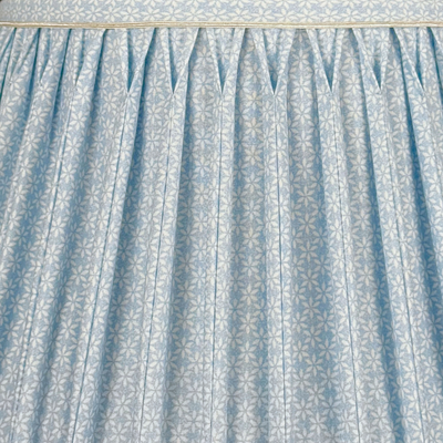 Top & Bottom Smocked Pleat - Ian Sanderson Alpine Blue Millie Lampshade with White Trim