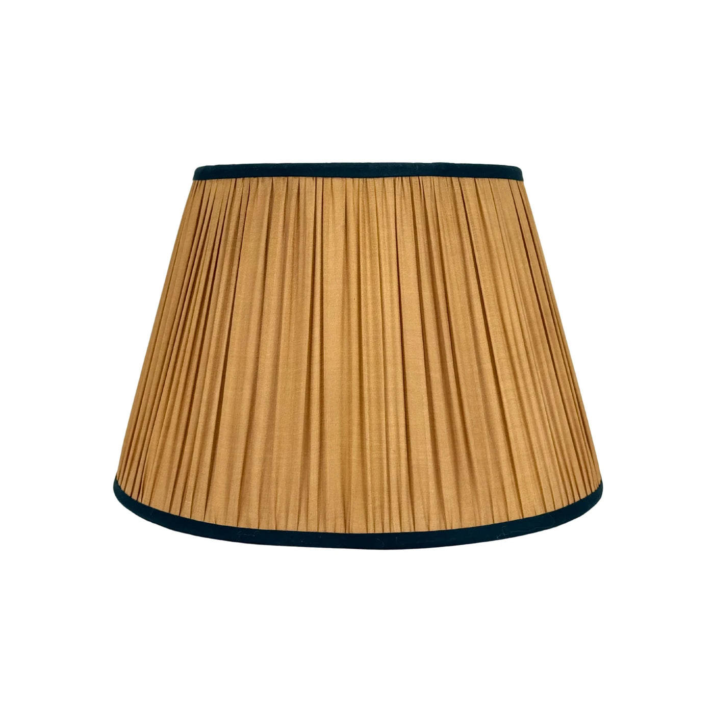 Gold Sari Lampshade with Navy Silk Trim