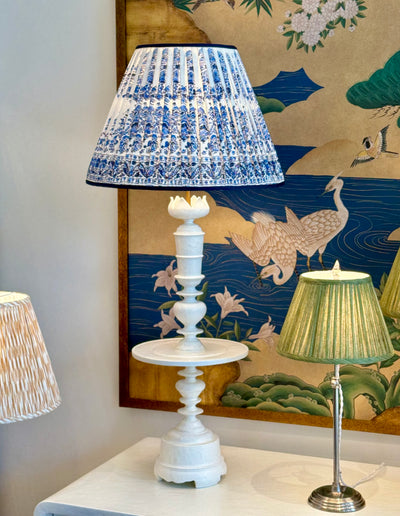 Brunschwig & Fils - Visan Navy Lampshade on white lamp
