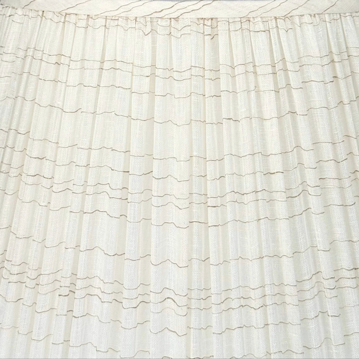 close up fabric Watkins in White with Sand Stripe Fabric Lampshade