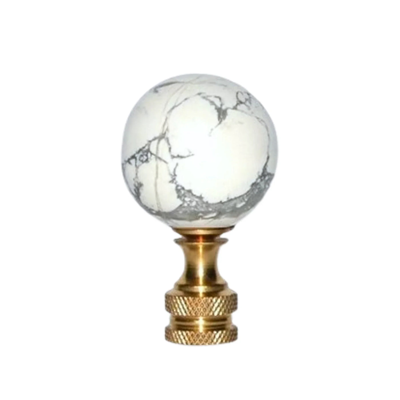 White Marble Ball Finial set on a brass base