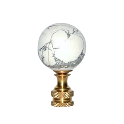 White Marble Ball Finial set on a brass base