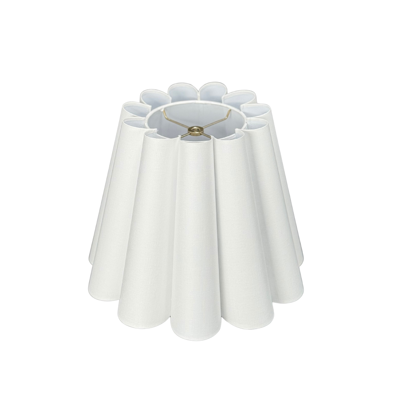 White Out Scallop Linen Hardback Lampshade 14 in hardware