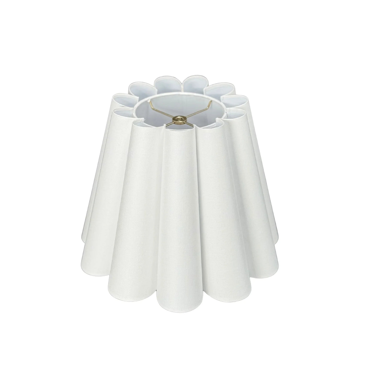 White Out Scallop Linen Hardback Lampshade 14 in hardware